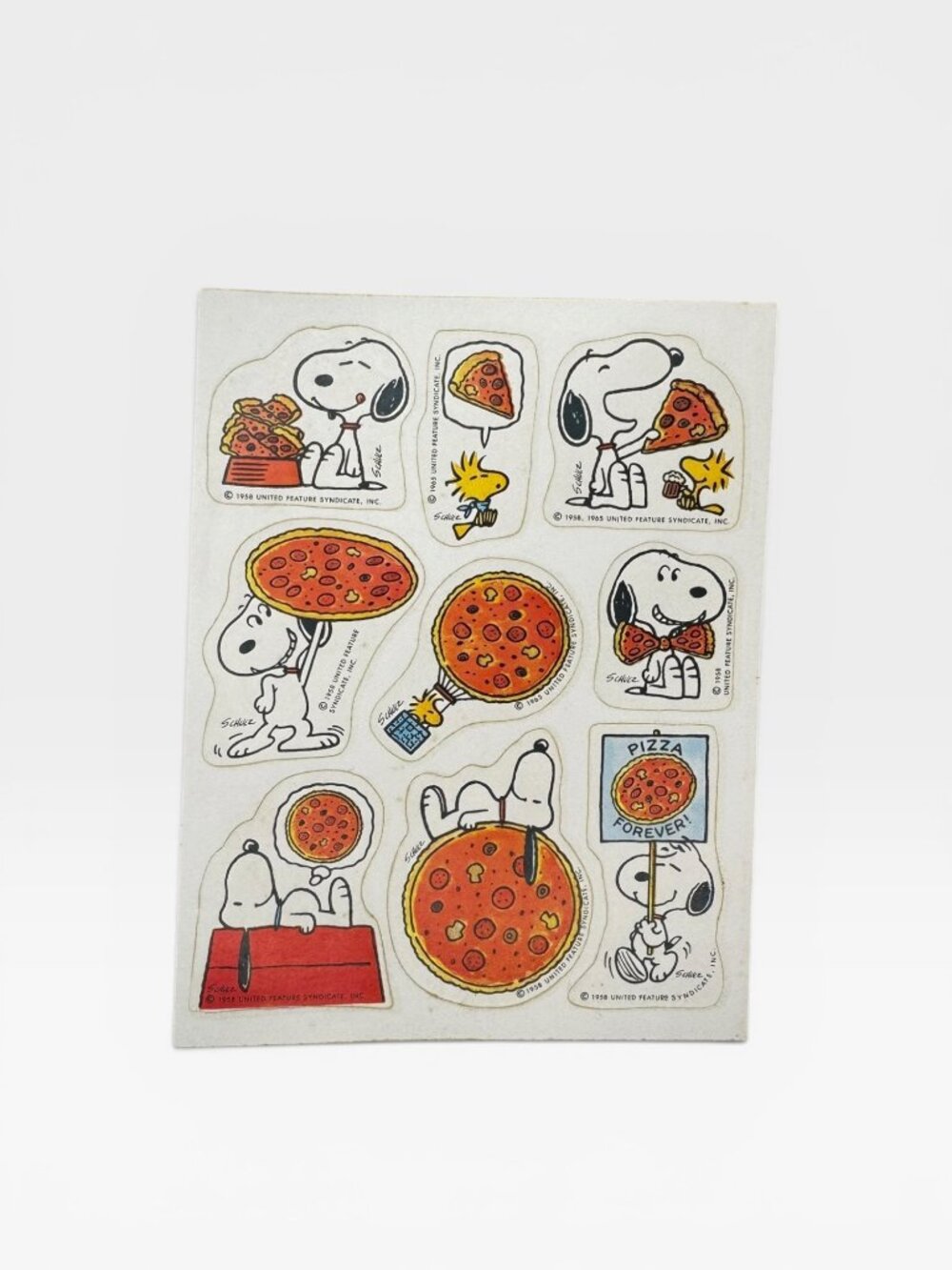 Hallmark Snoopy Pizza Scratch & Sniff Sticker Sheet 1980s Vintage